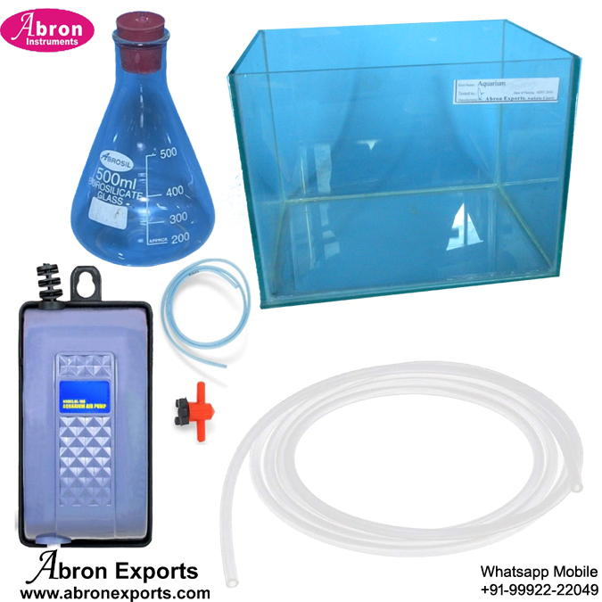 Pharmacy Rabbit Anathesia Glass Chamber With TopPlate 20x15x15cm With Air Pump Flask Tubes Set Abron AB-2569GC 